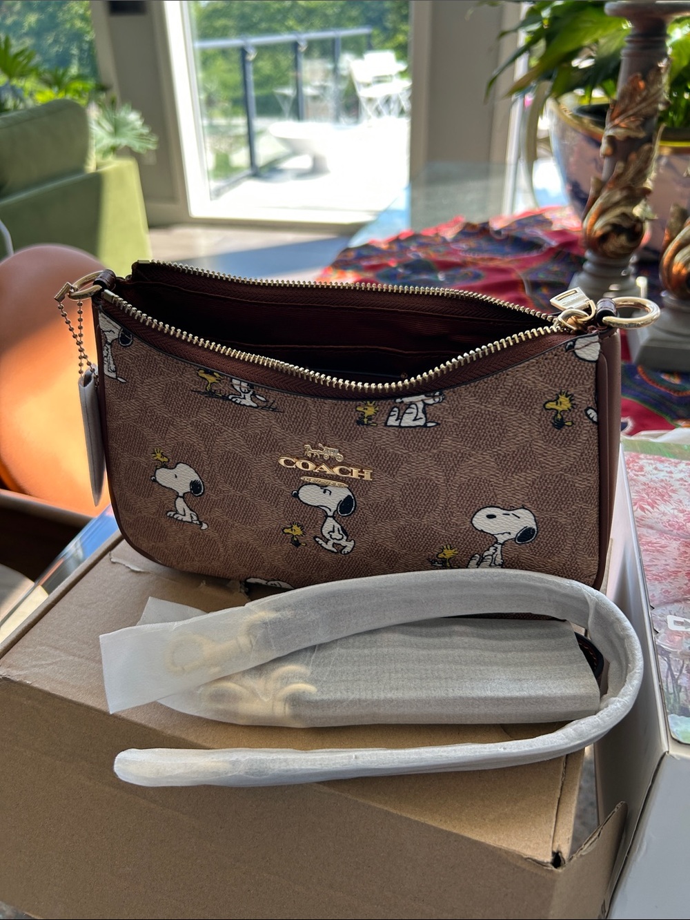 COACH  X Peanuts Teri Shoulder Bag In Signature Brown